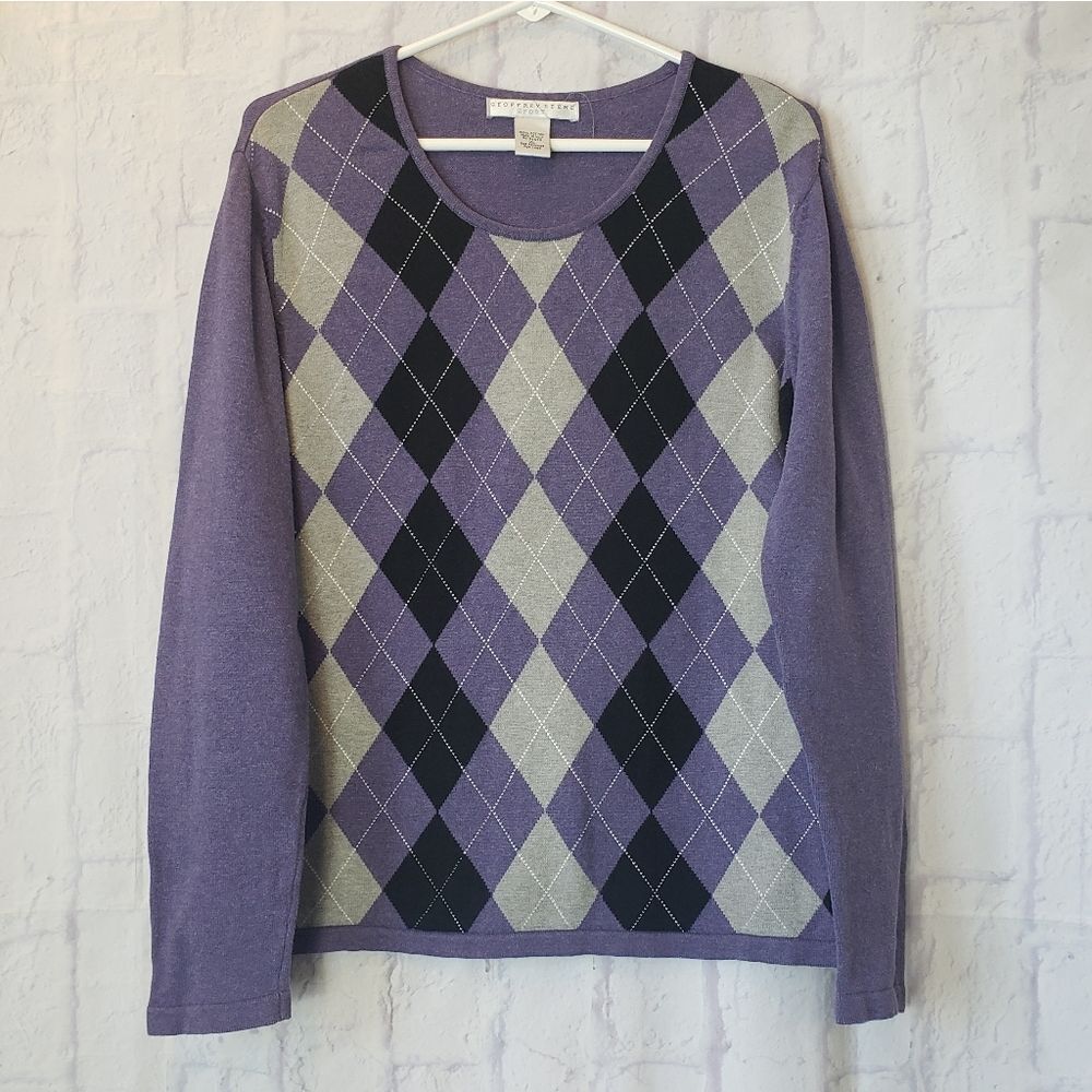 GEOFFREY BEENE SPORT Cotton Argyle Sweater XL